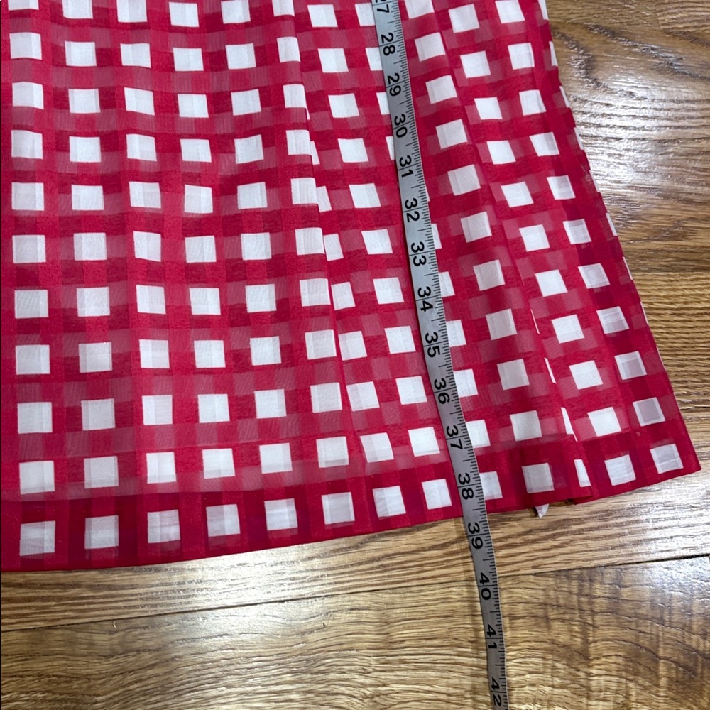 Anne Klein Red and White Gingham Midi Dress - Picture 13 of 14